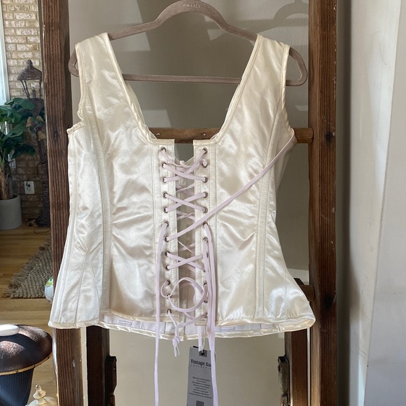 VINTAGE GOTH COLLECTION SATIN LACE UP BONING CORSET 36 PUNK STEAMPUNK  36 NEW - Picture 1 of 11